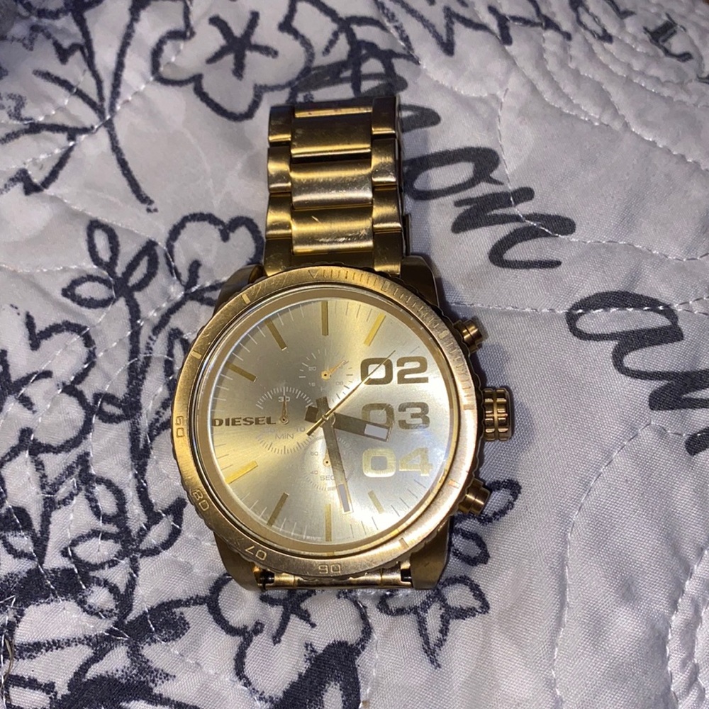 Diesel Men’s Double Down Watch, Gold Tone